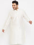 Vastramay Men's Plus Size Cream Silk Blend Kurta